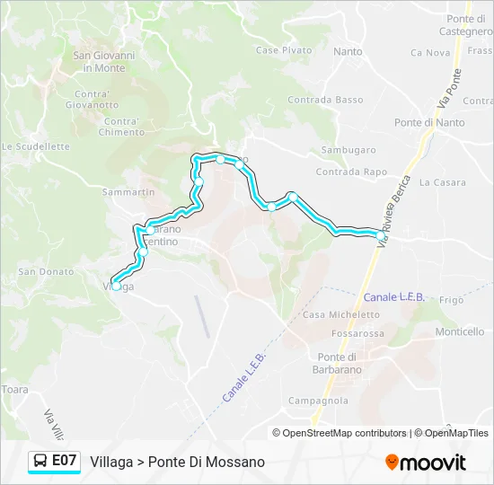 Percorso linea bus E07