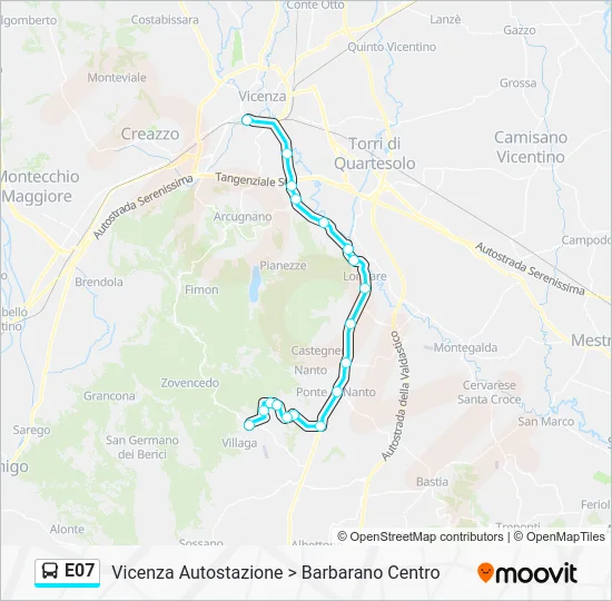 Percorso linea bus E07