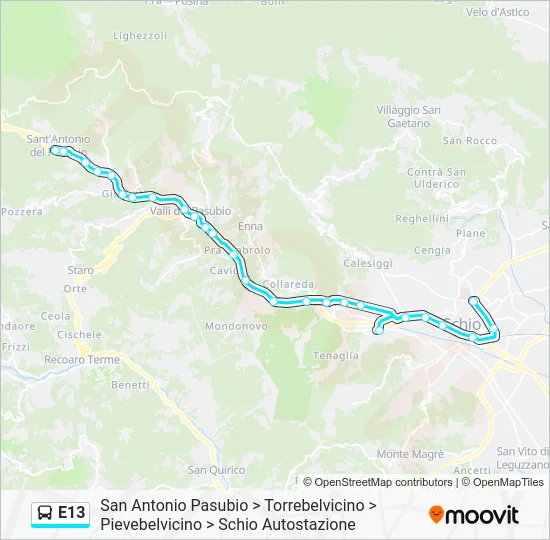 Percorso linea bus E13