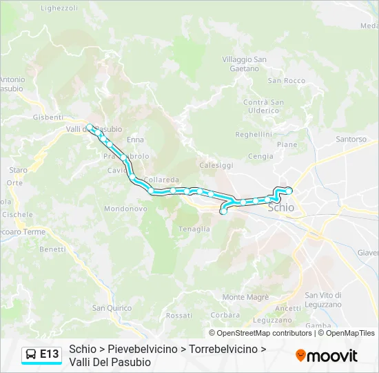 Percorso linea bus E13