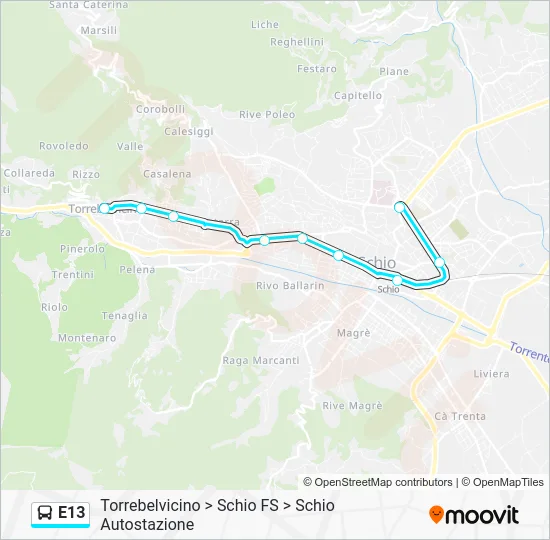 Percorso linea bus E13