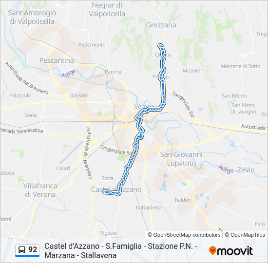 92 bus Line Map