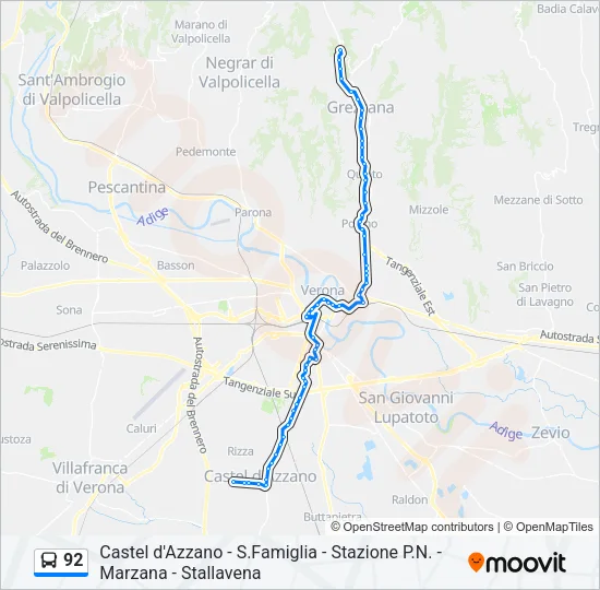 92 Bus Line Map