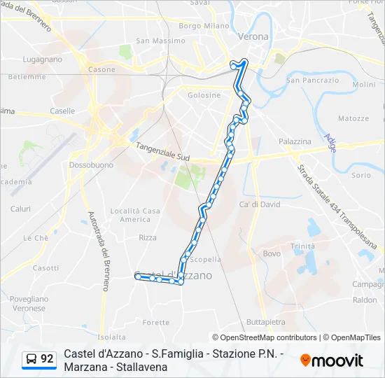 92 Bus Line Map