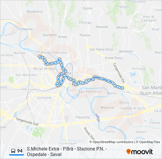 94 Bus Line Map