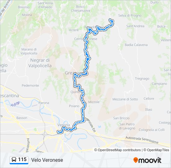 Percorso linea bus 115