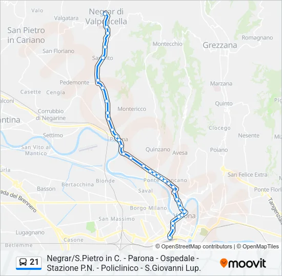 21 Bus Line Map