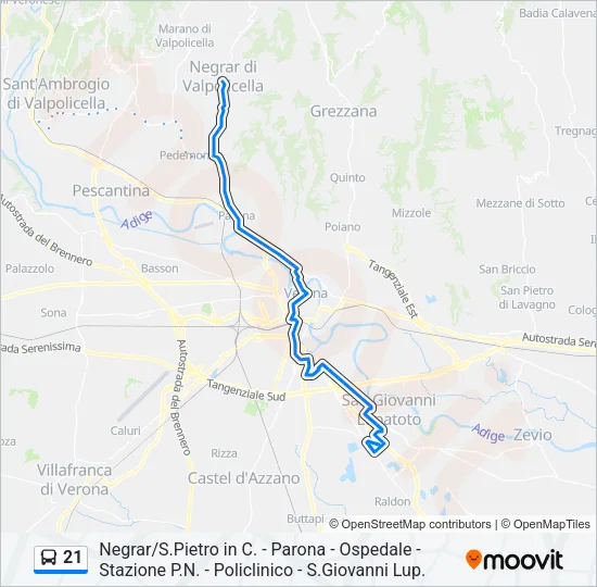 21 Bus Line Map