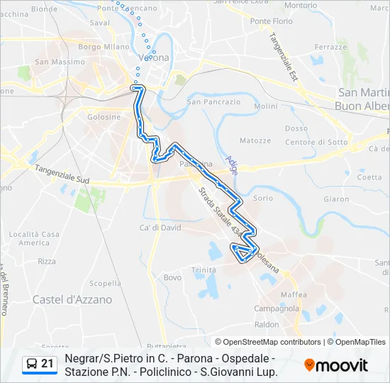 21 Bus Line Map