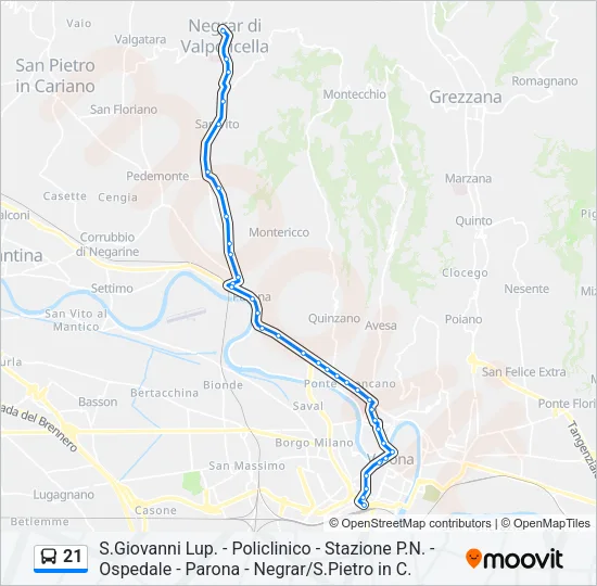 21 Bus Line Map