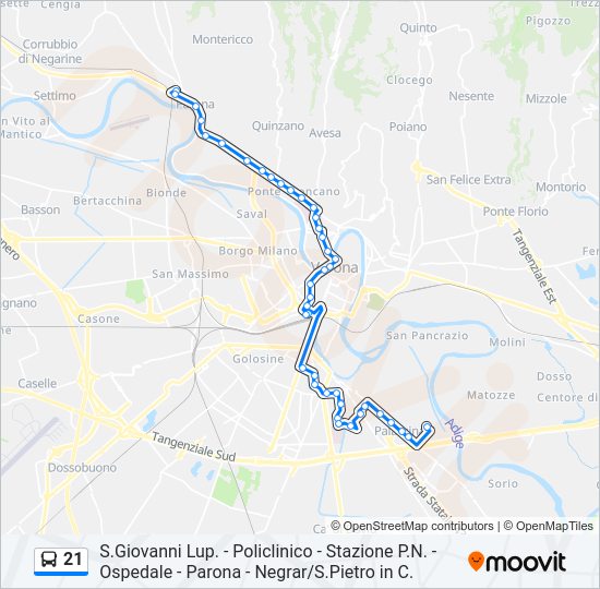 Percorso linea bus 21