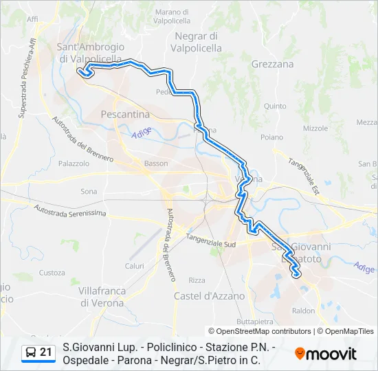 21 Bus Line Map