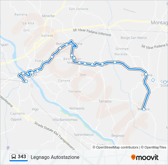343 Bus Line Map