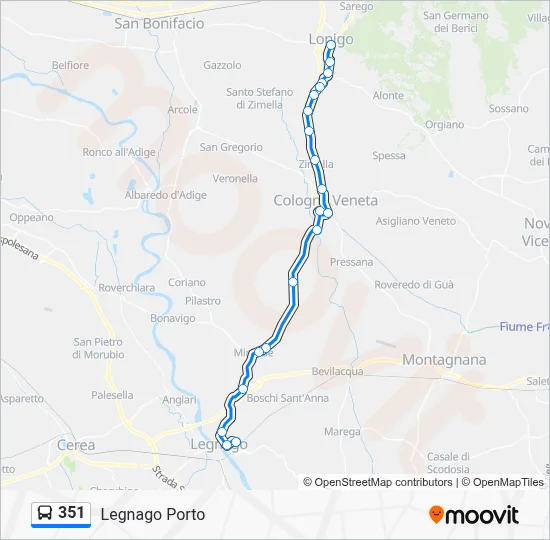 Percorso linea bus 351