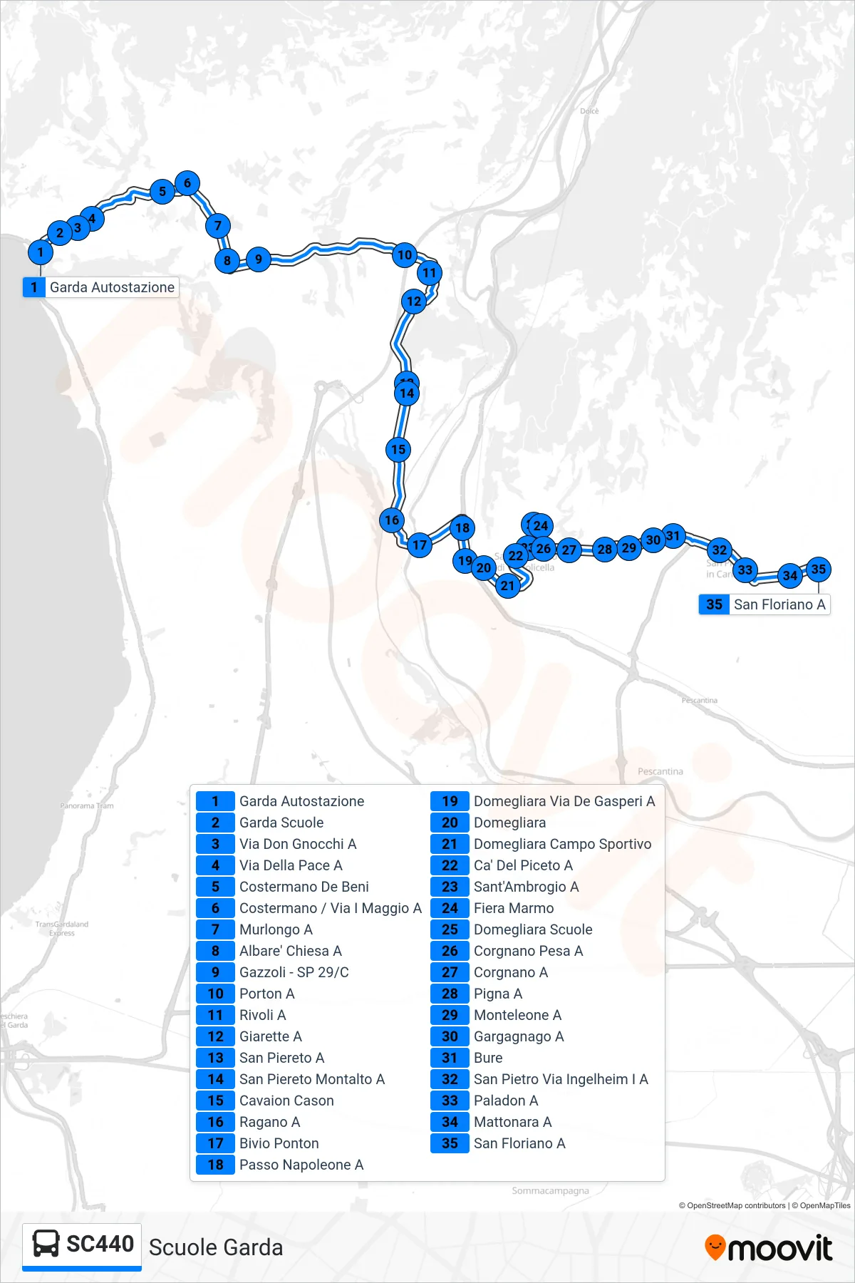 Linea SC440  bus (San Floriano) - Percorsi e fermate sulla mappa