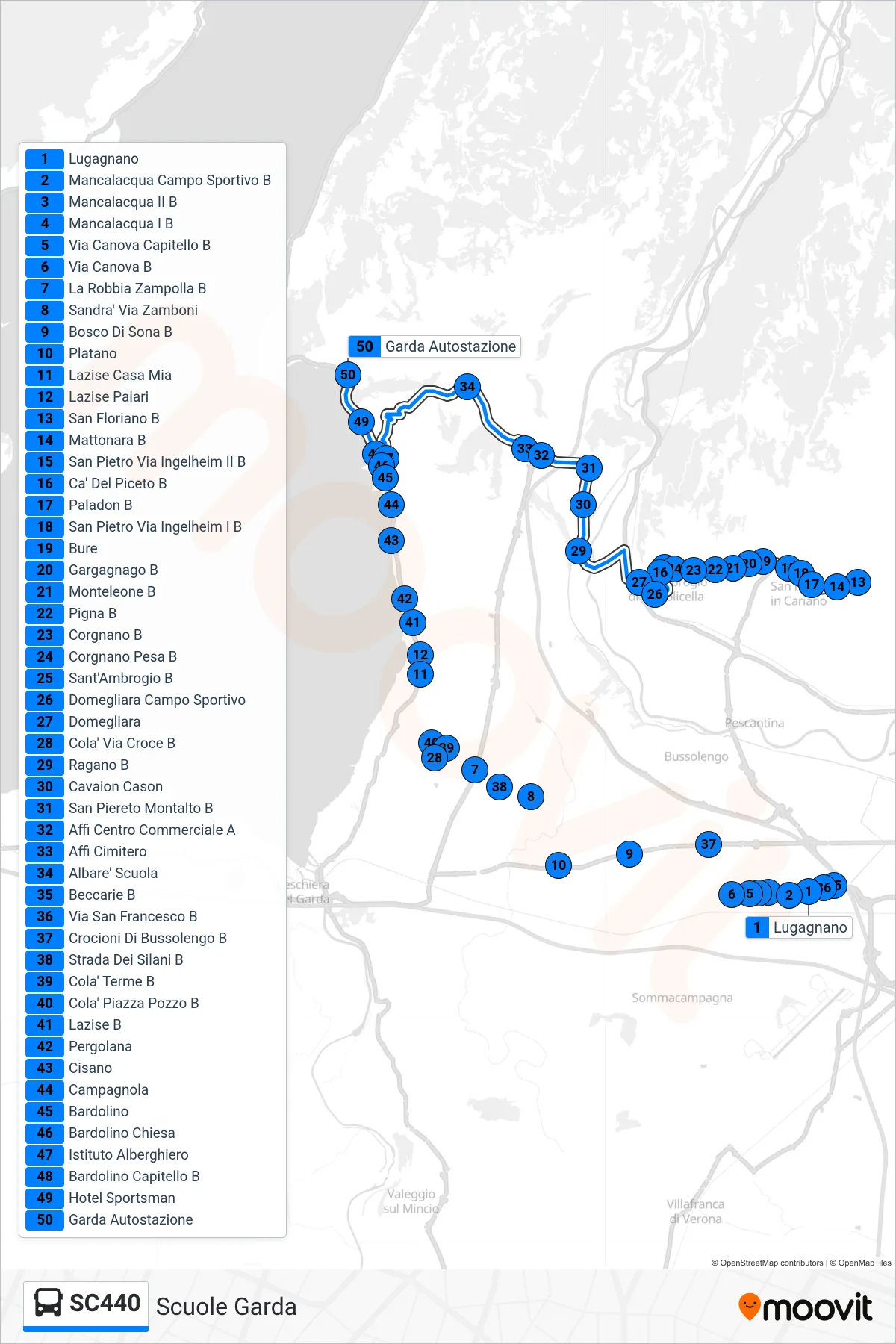 Linea SC440  bus (Garda Autostazione) - Percorsi e fermate sulla mappa