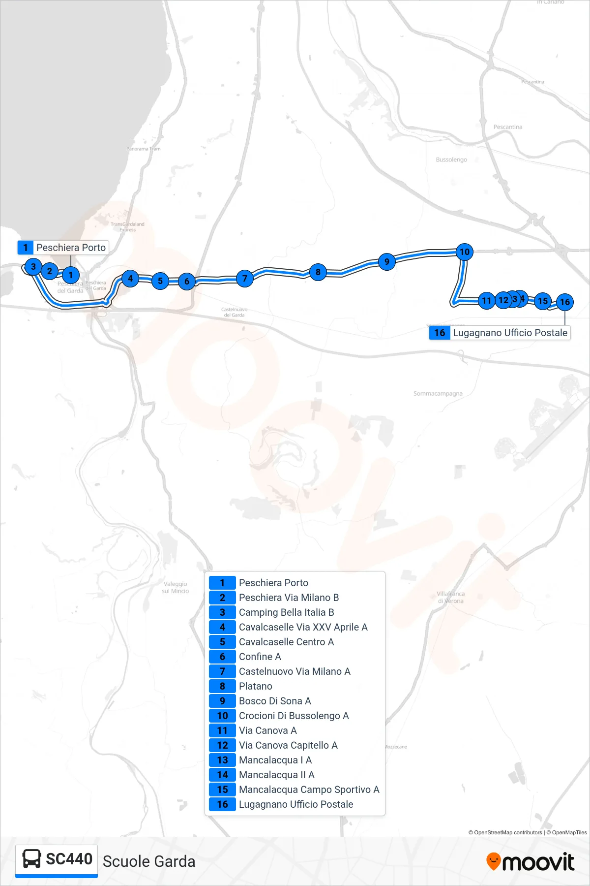 Linea SC440  bus (Lugagnago) - Percorsi e fermate sulla mappa