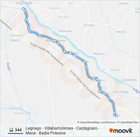 344 Bus Line Map