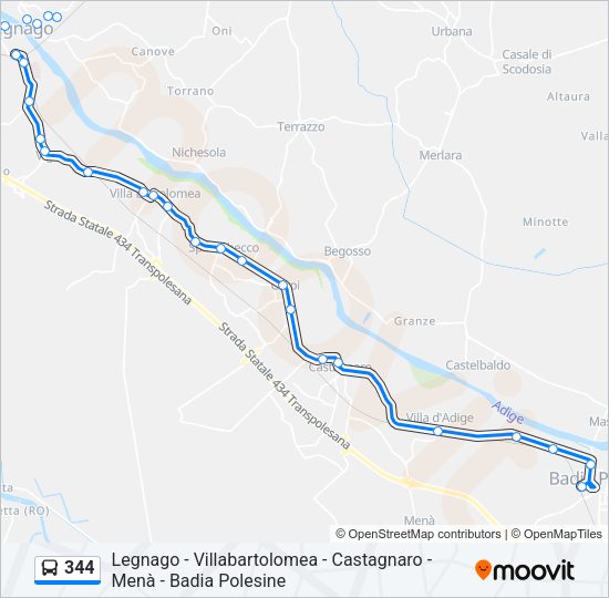 Percorso linea bus 344