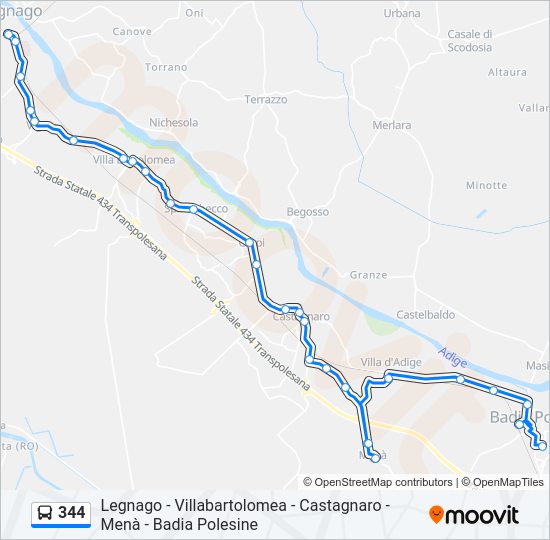 Percorso linea bus 344