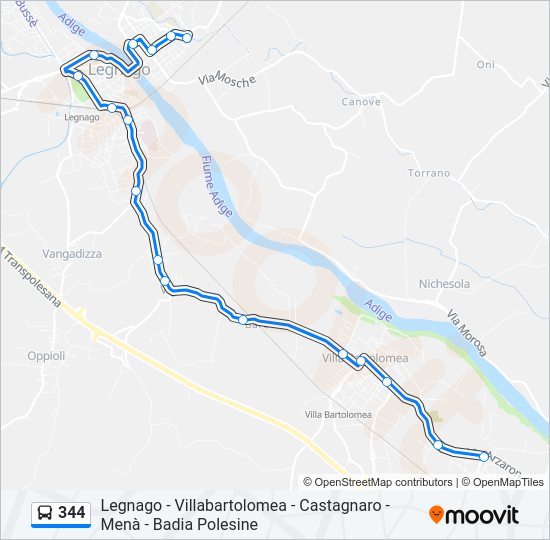 Percorso linea bus 344