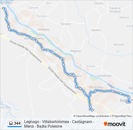 344 bus Line Map