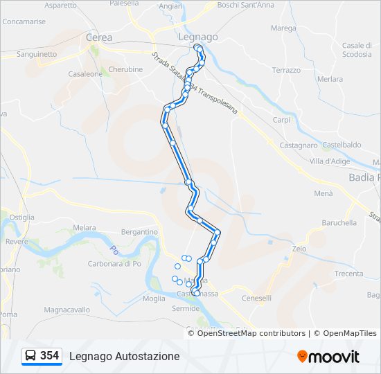 Percorso linea bus 354