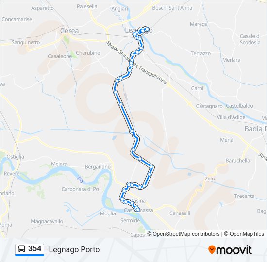 Percorso linea bus 354