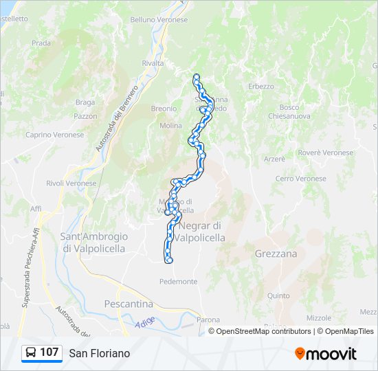 Percorso linea bus 107