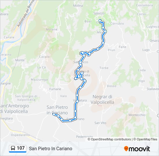 Percorso linea bus 107