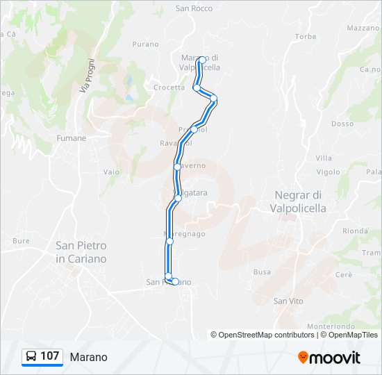 Percorso linea bus 107