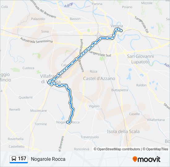 157 bus Line Map