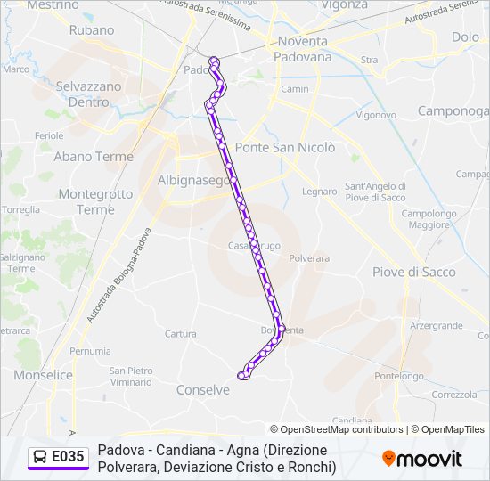 E035 bus Line Map