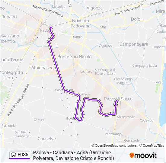E035 Bus Line Map