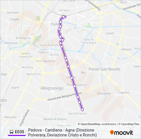 E035 Bus Line Map