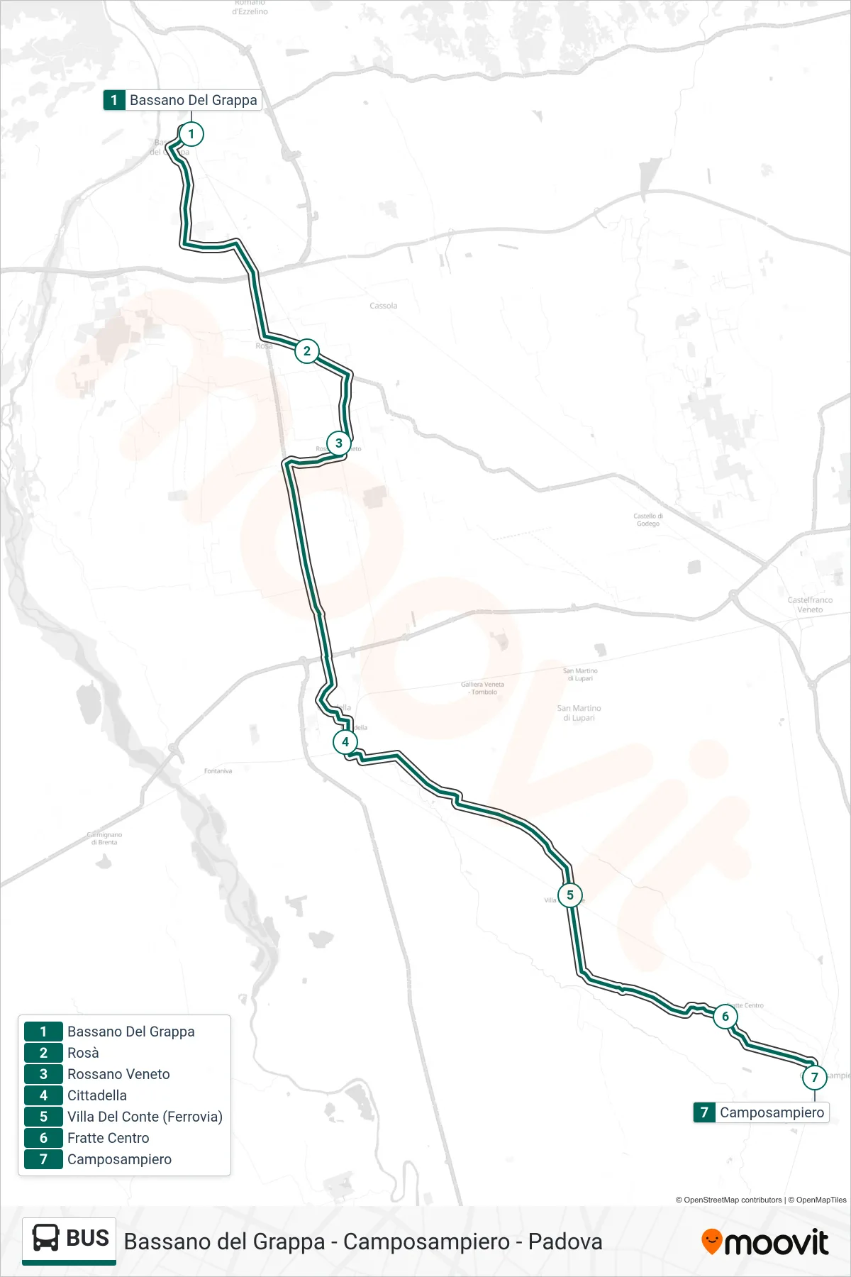 Linea BUS bus (Camposampiero) - Percorsi e fermate sulla mappa
