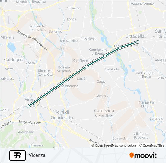 Percorso linea treno R