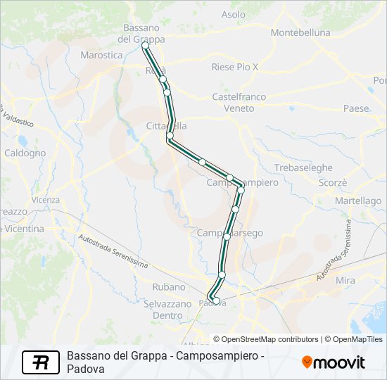 Percorso linea treno R