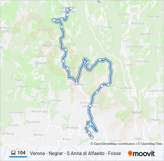 Percorso linea bus 104