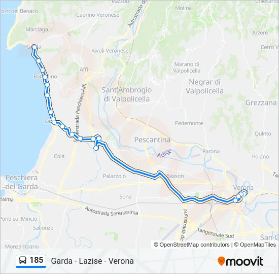 185 Bus Line Map
