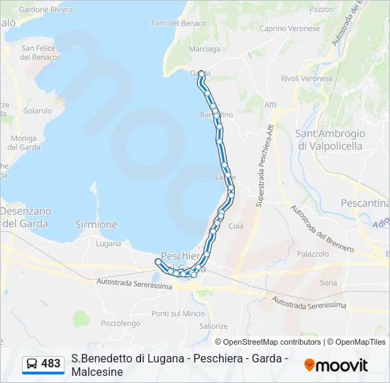 Percorso linea bus 483