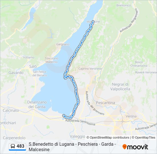 Percorso linea bus 483