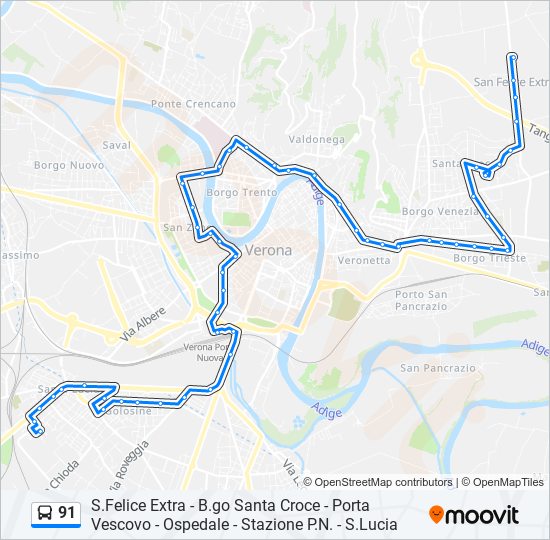 91 bus Line Map