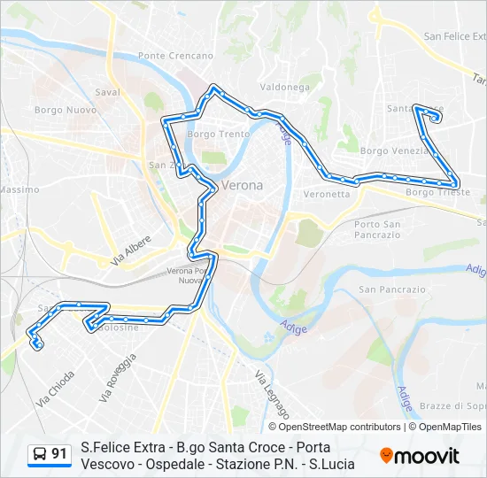 91 Bus Line Map