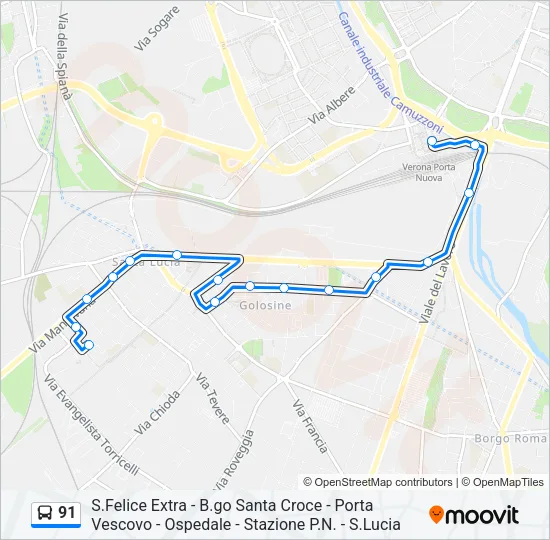 91 Bus Line Map