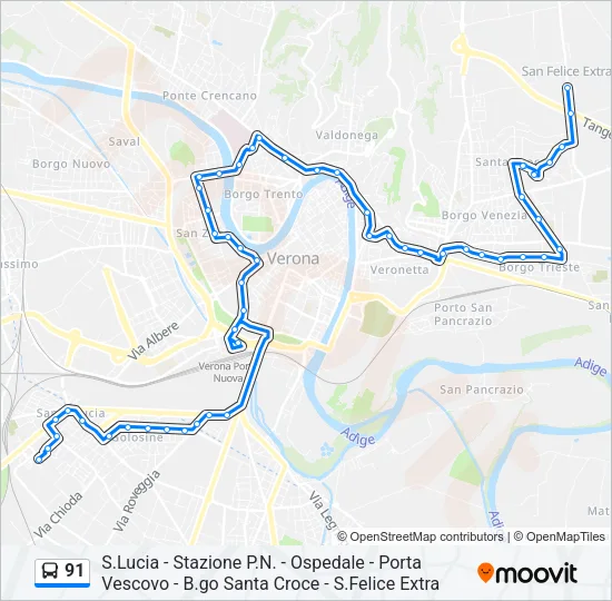 91 Bus Line Map