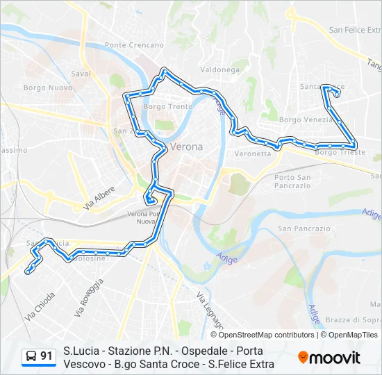 91 Bus Line Map