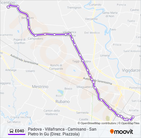 E040 bus Line Map