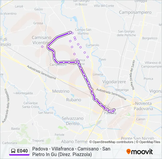 E040 Bus Line Map