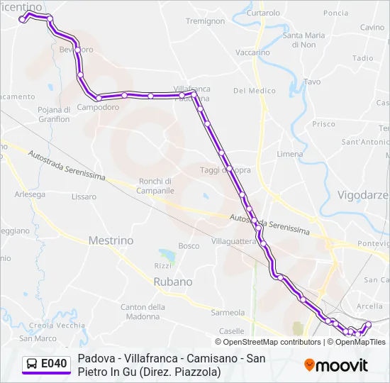 E040 Bus Line Map